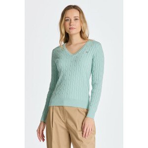 SVETER GANT STRETCH COTTON CABLE V-NECK modrá S