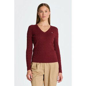 SVETER GANT STRETCH COTTON CABLE V-NECK červená XS