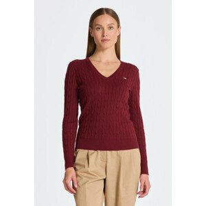 SVETER GANT STRETCH COTTON CABLE V-NECK červená L