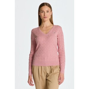 SVETER GANT STRETCH COTTON CABLE V-NECK ružová XS