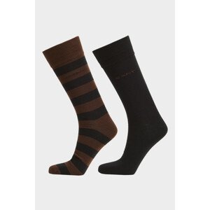 PONOŽKY GANT BARSTRIPE AND SOLID SOCKS 2-PACK hnedá 40/42