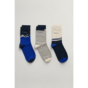 PONOŽKY 3-PACK GANT ALPINE JACQUARD SOCKS 3-PACK modrá 34/36