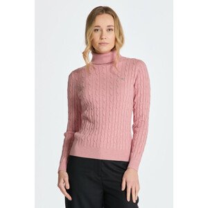 ROLÁK GANT STRETCH COTTON CABLE TURTLENECK ružová L