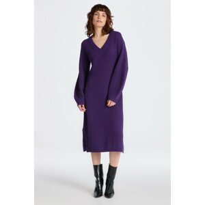 ŠATY GANT WOOL RIB V-NECK DRESS fialová S