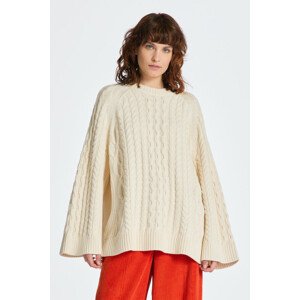 SVETER GANT OVERSIZED CABLE KNIT C-NECK biela XXS