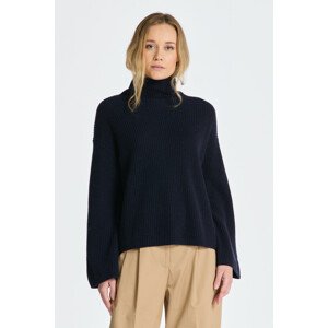 SVETER GANT WOOL RIBBED STAND COLLAR modrá S