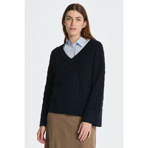 SVETER GANT HERRINGBONE V-NECK modrá S