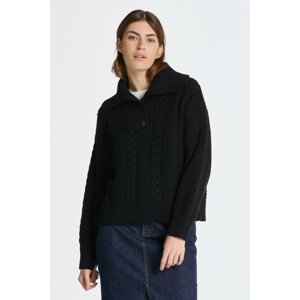 ROLÁK GANT CABLE TEXTURE BUTTONED ROLL NECK čierna S