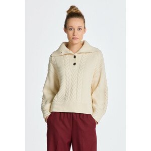 ROLÁK GANT CABLE TEXTURE BUTTONED ROLL NECK biela S