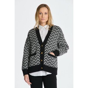 SVETER GANT MULTICOLOR HERRINGBONE CARDIGAN čierna M