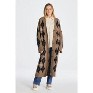 SVETER GANT ARGYLE V-NECK LONG CARDIGAN hnedá XS