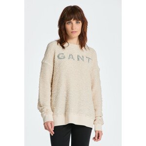 MIKINA GANT REL BOUCLE APPLIQUE C-NECK SWEAT biela M