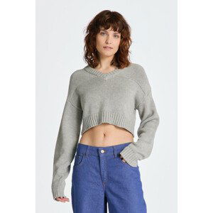 SVETER GANT CROPPED V-NECK šedá M