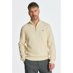 SVETER GANT COTTON TEXTURE HALFZIP biela XXXL