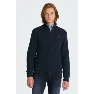 SVETER GANT COTTON TEXTURE HALFZIP modrá M