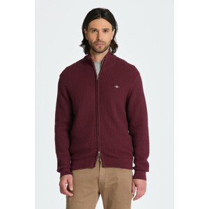 SVETER GANT COTTON TEXTURE ZIP CARDIGAN červená M