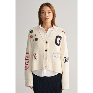 KARDIGÁN GANT VARSITY CROPPED CARDIGAN biela XXS