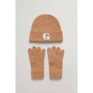 SET ČAPICA A RUKAVICE GANT G BADGE BEANIE & GLOVES GIFT SET hnedá None