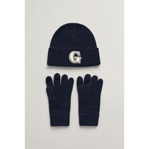 SET ČAPICA A RUKAVICE GANT G BADGE BEANIE & GLOVES GIFT SET modrá None