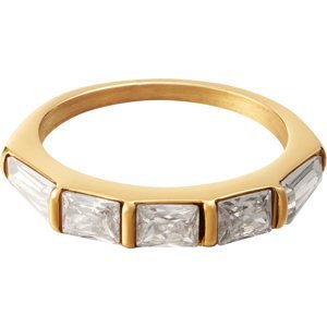 Pozlátený oceľový prsteň Zirconia Square Veľkosť prstenu: 50