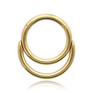 Dvojitý titánový krúžok s otváraním Tara Délka / Průměr: 8 mm, Farba: zlatá, Veľkosť: 1,2 mm