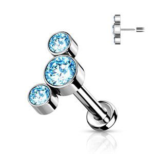 Titánová bezzávitová labreta Triple zirconia Délka / Průměr: 8 mm, Farba: Aqua, Veľkosť: 1,2 mm