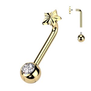 Christina piercing titánový s vnútorným závitom Lia Délka / Průměr: 10 mm, Farba: zlatá, Velikost koncovky: 5 mm