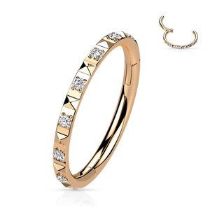 Titánový segment s otváraním pyramídy s kryštálmi Ezri Délka / Průměr: 8 mm, Farba: Rosegold / číra