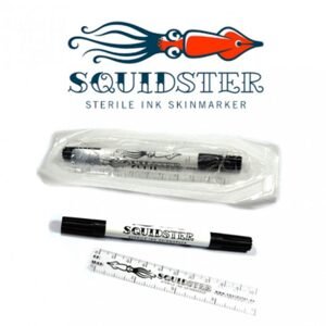 Sterilné fixa sa zmizíkom a pravítkom pre aplikáciu piercingu Squidster - čierna