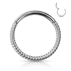 Oceľový segment s otváraním špirála Farba: strieborná, Veľkosť piercingu: 1 mm x 8 mm