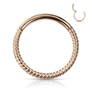 Oceľový segment s otváraním špirála Farba: Rosegold, Veľkosť piercingu: 1,2 mm x 8 mm