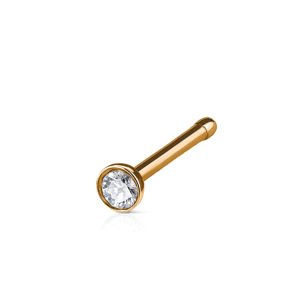 Nosovka rovná farebná s kryštálovým kamienkom Farba: Rosegold, Veľkosť piercingu: 0,8 mm x 6 mm x 2,5 mm