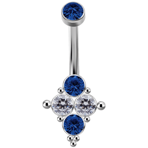 Titánový piercing do pupku s vnútorným závitom s modrými Swarovski ® zirkónmi č.3
