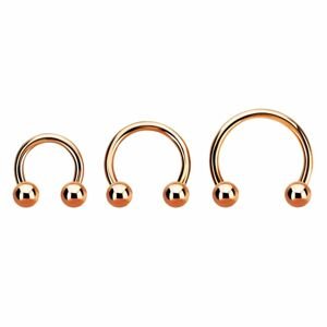 Rosegold podkova s guličkami Veľkosť piercingu: 1,6 mm x 11 mm x 4 mm