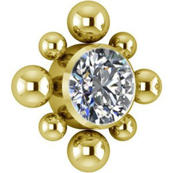 Titánová koncovka # 12 v zlatej farbe so Swarovski ® kryštály pre šperky s vnútorným závitom