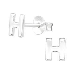 Strieborné puzetové náušnice - písmeno H