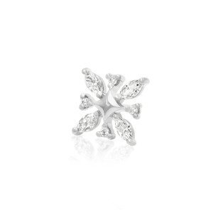 Bezzávitová koncovka piercingu zo 14 kt bieleho zlata 585/1000 Gold snowflake - Elsa
