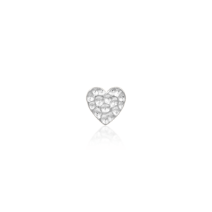 Hammered Heart - 4 mm - 14kt biele zlato 585/1000 - koncovka piercingu