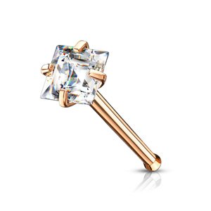 Nosovka z chirurgickej ocele rovná Square Délka / Průměr: 6 mm, Farba: Rosegold / číra, Veľkosť: 0,8 mm