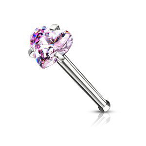 Nosovka z chirurgickej ocele rovná Heart Délka / Průměr: 6 mm, Farba: ružová, Veľkosť: 0,8 mm