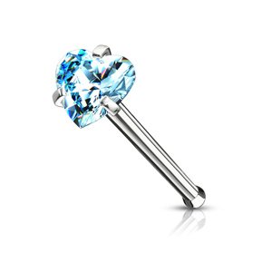 Nosovka z chirurgickej ocele rovná Heart Délka / Průměr: 6 mm, Farba: Aqua, Veľkosť: 0,8 mm