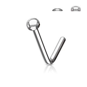 Oceľový piercing do nosa do L - rôzne druhy Typ: pologuľa, Veľkosť piercingu: 1 mm x 6 mm x 2 mm