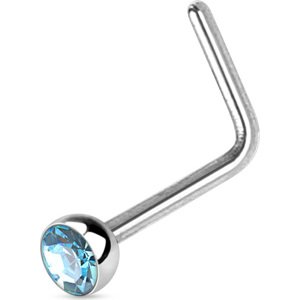 Piercing do nosa s kamienkom Zirconia Farba: Aqua, Veľkosť: 0,8 mm