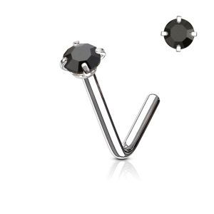 Piercing do nosa so vsadeným kamienkom Zirkónia Farba: čierna, Velikost koncovky: 3 mm, Veľkosť: 1 mm