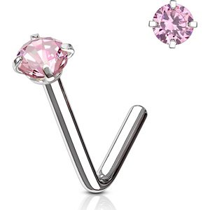 Piercing do nosa so vsadeným kamienkom Zirkónia Farba: ružová, Velikost koncovky: 3 mm, Veľkosť: 1 mm