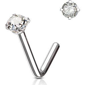 Piercing do nosa so vsadeným kamienkom Zirkónia Farba: číra, Velikost koncovky: 3 mm, Veľkosť: 0,8 mm