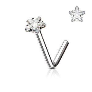 Piercing do nosa s kamienkom v tvare hviezdy Zirconia star Farba: číra, Veľkosť: 1 mm