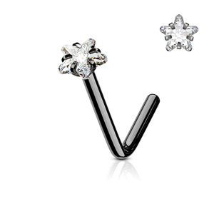 Piercing do nosa s kamienkom v tvare hviezdy Zirconia star Farba: Čierna / číra, Veľkosť: 1 mm