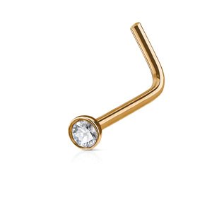 Nosovka zahnutá do L s kryštálovým kamienkom Farba: Rosegold, Veľkosť piercingu: 0,8 mm x 6 mm x 2,5 mm