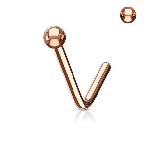 Nosovka zahnutá do L s guličkou v rôznych farbách Farba: Rosegold, Veľkosť piercingu: 0,8 mm x 6 mm x 2 mm